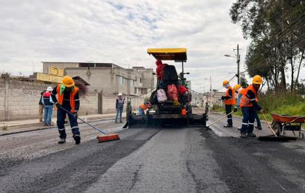 Trabajos viales en el sur de Quito