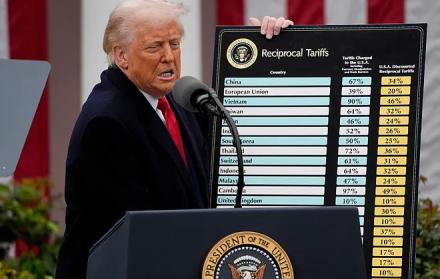 El presidente de EEUU, Donald Trump, durante el bautizado como 'Día de la Liberación', en el que anunció aranceles globales.