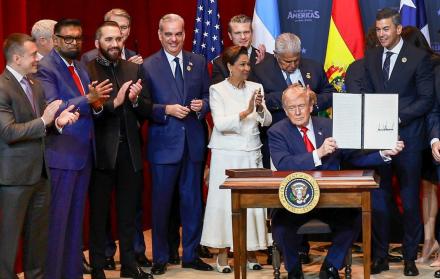 Daniel Noboa asistió a la firma de la nueva coalición militar que firmó Donald Trump, durante la cumbre 'Escudo de las Américas'.