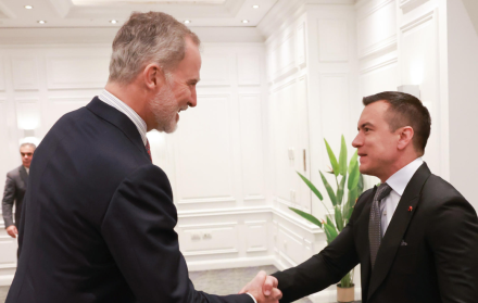 El rey de España, Felipe VI, se reunió este miércoles con el presidente de la República del Ecuador, Daniel Noboa.