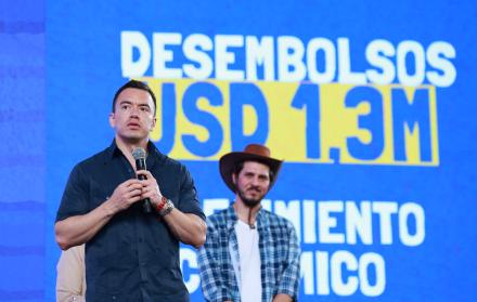 Daniel Noboa anunció la entrega de $1,3 millones para proyectos productivos dirigidos a comunidades en sus territorios.