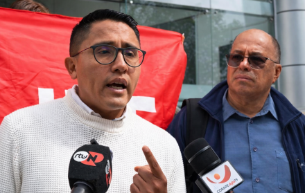 Andres Quishpe, presidente de la UNE y Edwin Bedoya, presidente del FUT