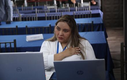 La asambleísta de la Revolución Ciudadana Mabel Méndez participó en la sesión de este 18 de marzo de 2026.