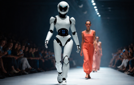 Robot futurista en la pasarela