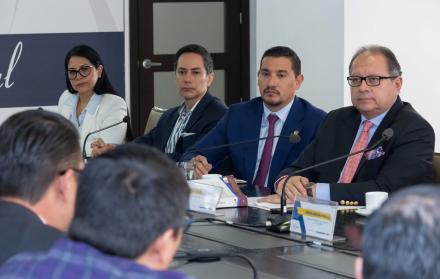 Judicatura.  De derecha a izquierda: Vocales Fabián Fabara, Damián Larco, Alfredo Cuadros y Magaly Ruiz.