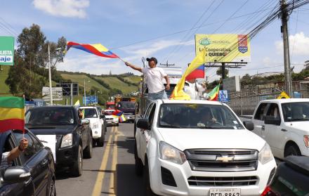 marcha de transportistas en Tulcán por aranceles