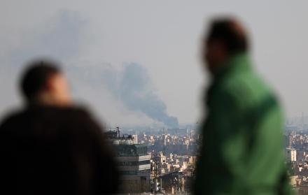 Ataque aéreo en el centro de Teherán, Irán,