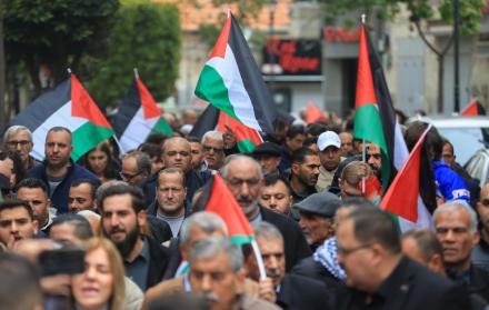 Protesta en Ramala, Cisjordania,