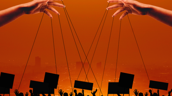 Imagen simbólica de la intromisión política en la justicia y en otros poderes.