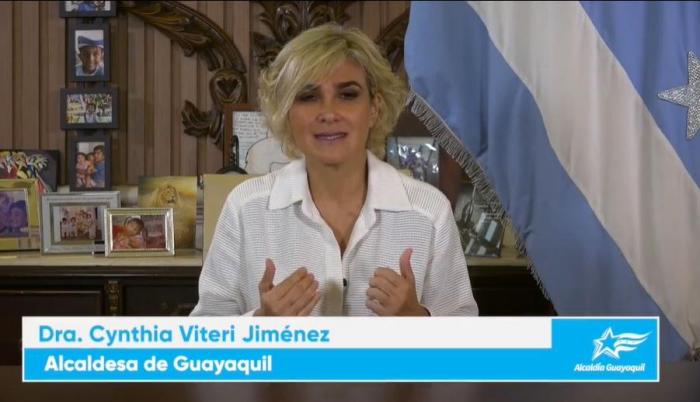 La alcaldesa de Guayaquil, Cynthia Viteri, en su video de hoy.