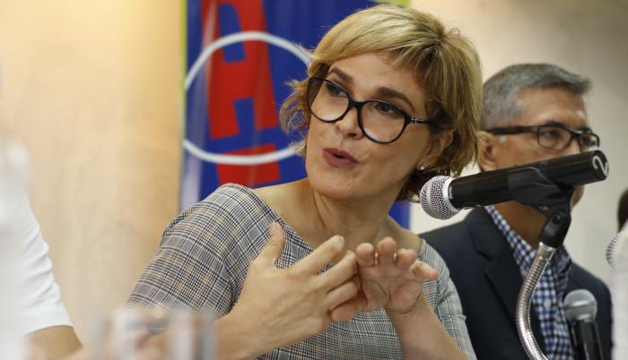 La alcaldesa Cynthia Viteri, en una de sus primeras intervenciones como administradora de Guayaquil