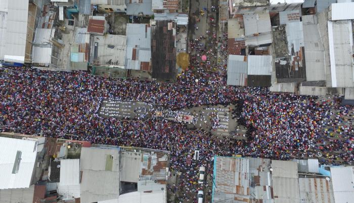 Vista aérea de la procesión del Cristo del Consuelo.