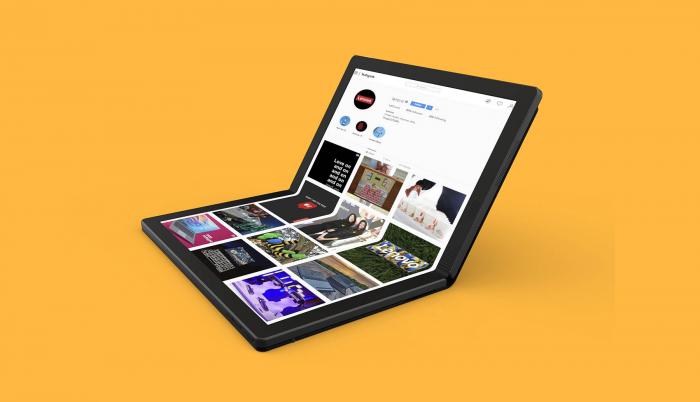 Imagen de Lenovo de su primer portátil con pantalla plegable.