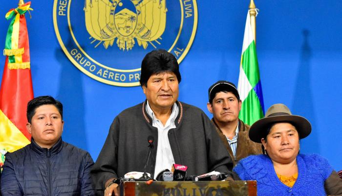 Imágenes de Evo Morales el 10 de noviembre de 2019.