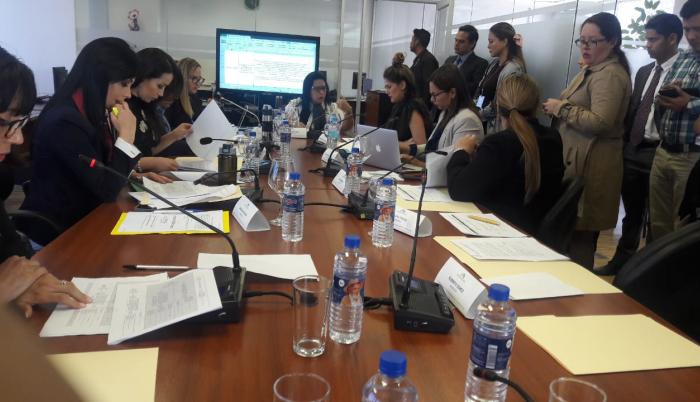 La asambleísta Karina Arteaga dirigió la sesión de la Comisión de los Trabajadores, este jueves 17 de octubre de 2019.
