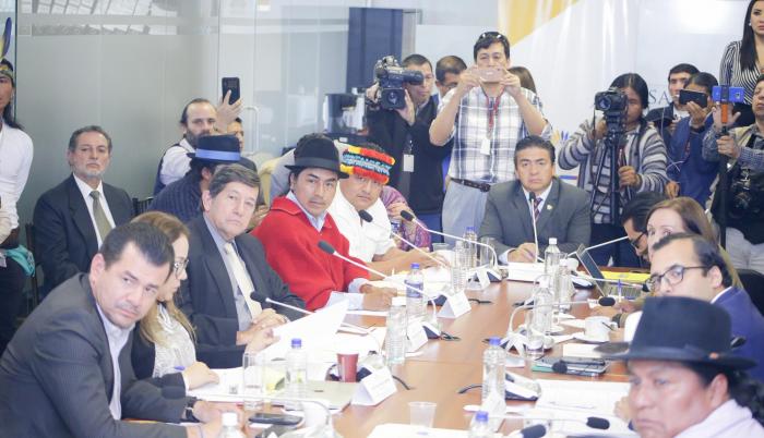 Comparecencia. Los dirigentes indígenas acudieron el martes ante la comisión que investiga el paro nacional.