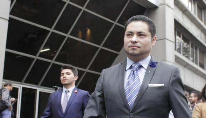 Marcelo Halló, pone una denuncia en contra del alcalde Jorge Yunda el 16 de octubre de 2019.