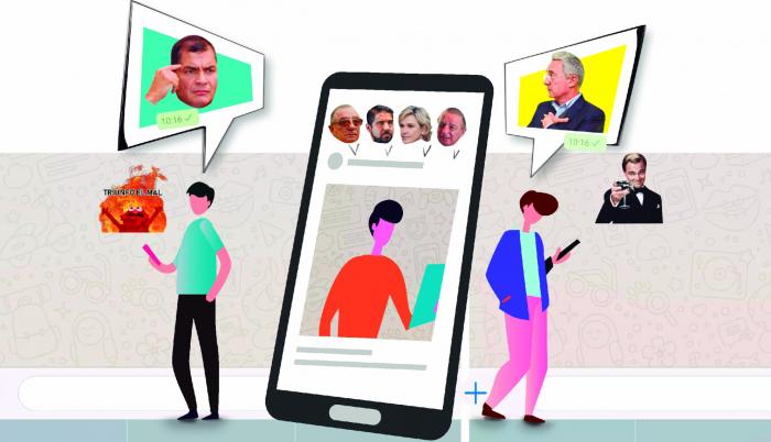 Los políticos están entre los personajes favoritos que se comparten como stickers en el país.