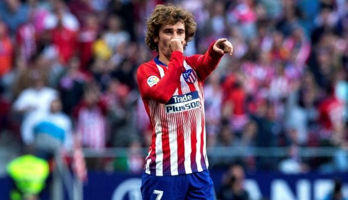 Griezmann celebra un tanto con el Atlético de Madrid.