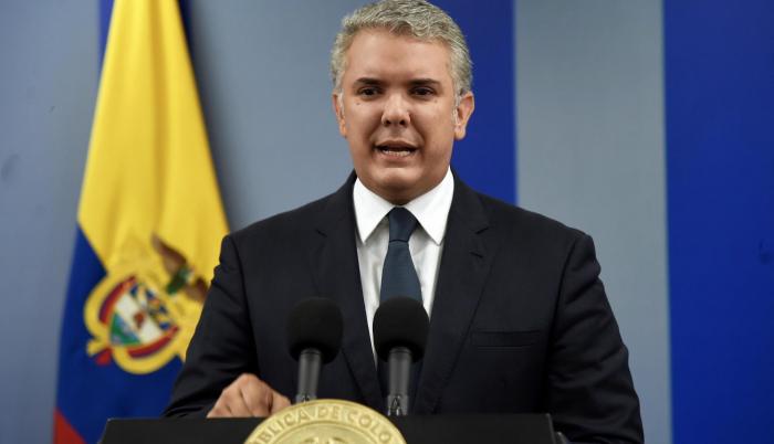 Iván Duque durante una alocución televisada en la que se refirió a la jornada de manifestaciones que vivió el país este jueves, desde Bogotá (Colombia).