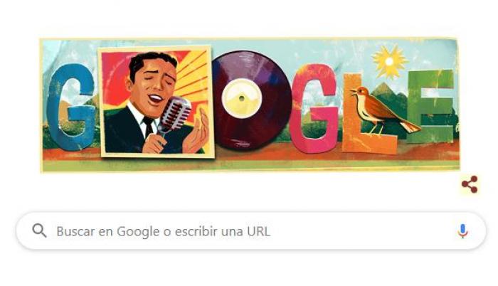 Doodle dedicado a Julio Jaramilo, conocido como el Ruiseñor de América.