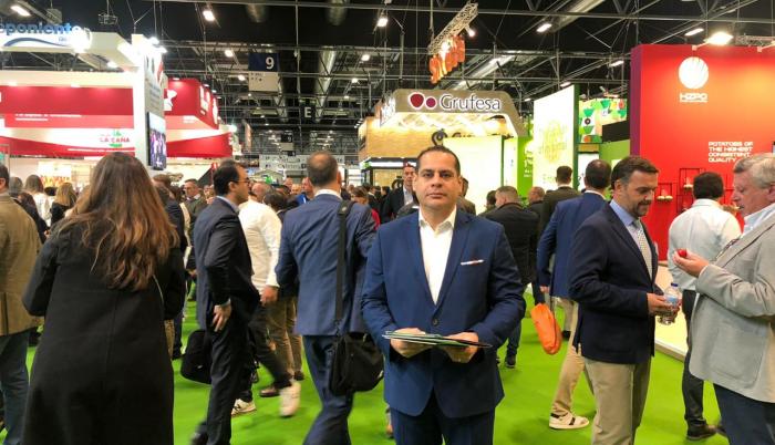 Richard Salazar, director ejecutivo de Acorbanec, en la Feria Fruit Attration 2019 en Madrid.