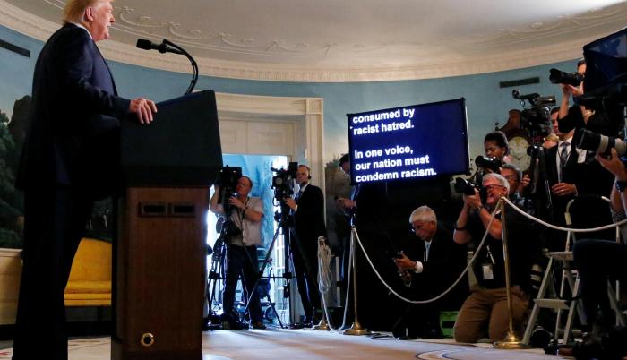 Desde la Sala Diplomática de la Casa Blanca, en Washington, el presidente de Estados Unidos, Donald Trump, condenó los tiroteos registrados en El Paso y Dayton.