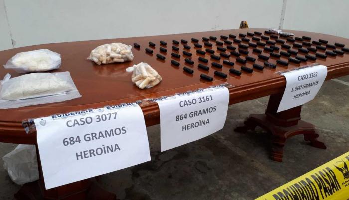 Decomiso. En un operativo ejecutado en el sector del Cisne 2, se incautó más de 28.000 gramos de heroína.