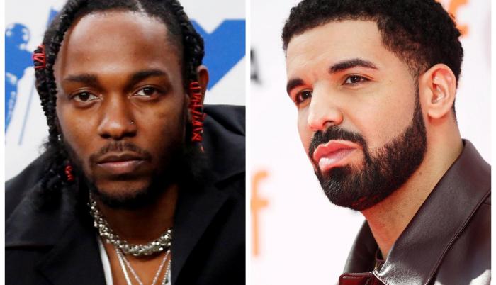 El rapero estadounidense Kendrick Lamar (izquierda), como máximo responsable de la banda sonora de Black Panther, competirá con Drake (derecha) y su disco Scorpion.