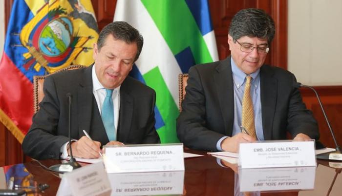 En la ceremonia participaron el ministro José Valencia y el representante de la CAF en Ecuador, Bernardo Requena, entre otros altos funcionarios.