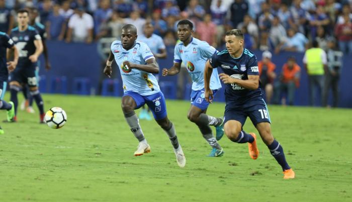 Los goles azules fueron anotados por Bryan Angulo, en dos ocasiones (min 61 y 70), y el tercero definitivo fue del debutante Byron Palacios (foto) en los 90+3, ocaso del encuentro.
