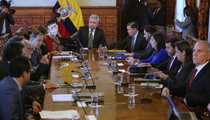 Acciones. La cita entre el presidente Moreno y las funciones del Estado duró cerca de cuatro horas.
