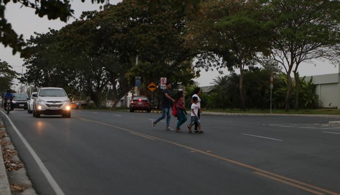 Imagen referencial. Tráfico vehicular y cruce de peatones en la Vía a la Costa.