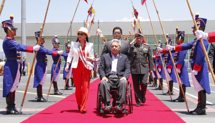 El presidente Lenín Moreno y la primera dama Rocío de Moreno previo a su viaje a Lima (Perú), donde asistirán a la Cumbre de las Américas.