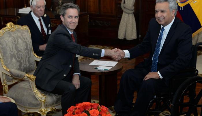 El presidente Moreno le trasladó que es una política de su Ejecutivo “el respeto a la libertad de expresión, y su voluntad política de cumplir con los compromisos internacionales adquiridos por el país en materia de derechos humanos”.