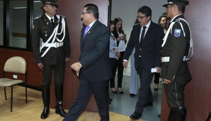 Tribunal. Los jueces Iván Saquicela y Marco Rodríguez.