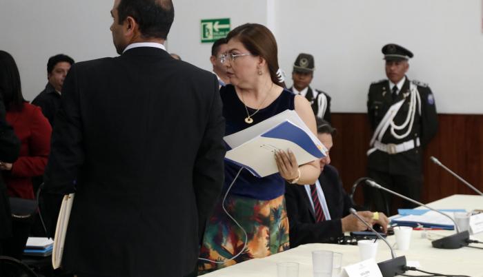 Acusada. La correísta Sofía Espín, más que pruebas de descargo, presentó objeciones de forma y procedimiento ante la comisión que la investiga.
