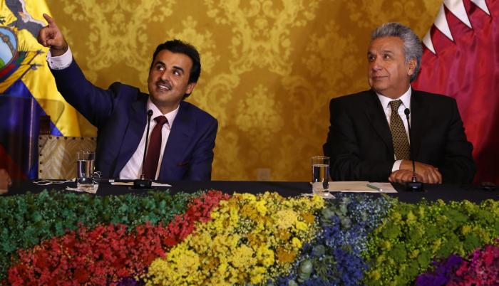 El jeque Tamim bin Hamad Al Thani se reunió con el presidente Lenín Moreno.