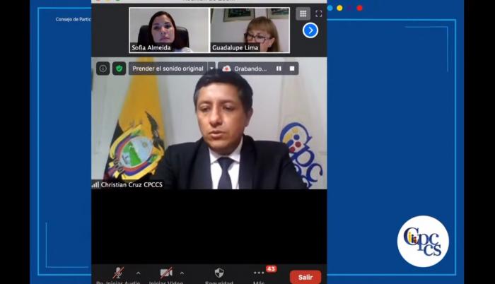 Sesión del Consejo de Participación Ciudadan. Preside Christian Cruz.