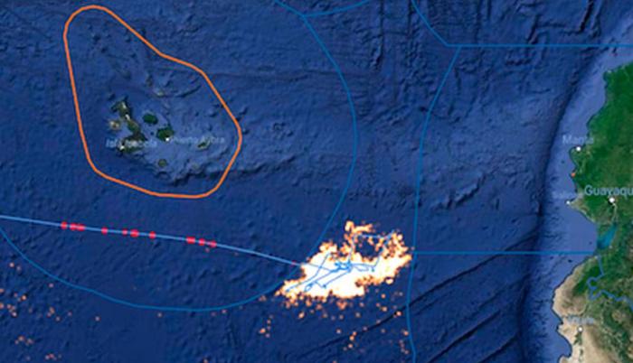 Foto satelital de la flota china de pesca