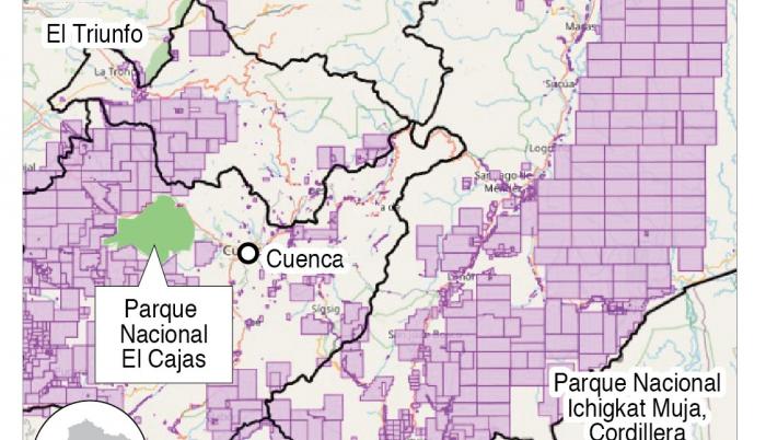 Concesiones mineras en Azuay, Cañar y Morona Santiago