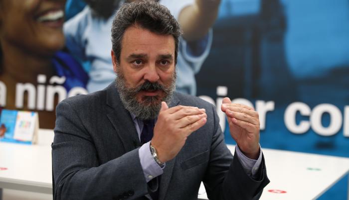 El representante de Unicef en Ecuador, Joaquín González-Alemán, durante una entrevista con Efe hoy en Qui
