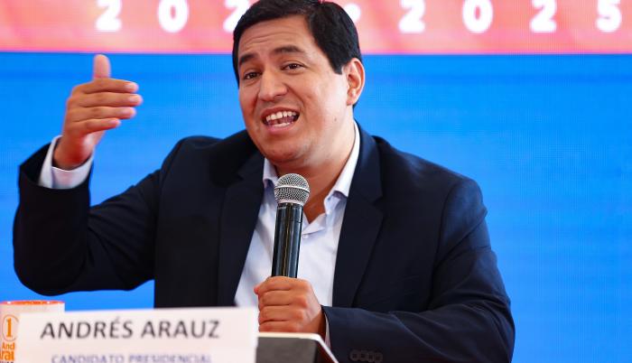En la imagen, el candidato correísta a la Presidencia ecuatoriana, Andrés Arauz.