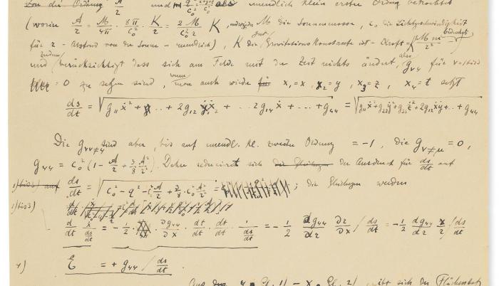 Subastan un documento manuscrito de Einstein sobre la teoría de la relatividad