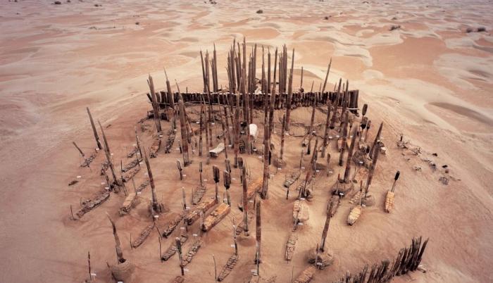 Imagen aérea del cementerio de Xiaohe.
