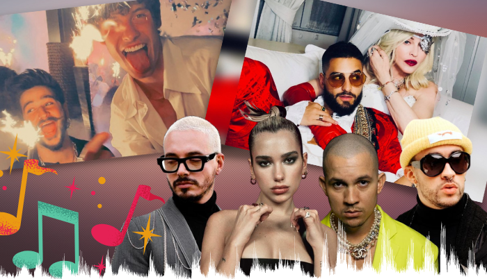 Collage colaboraciones artistas latinos y extranjeros