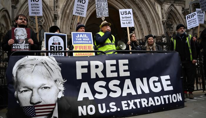 Protesta contra la extradición de Assange en Londres, en foto de archivo