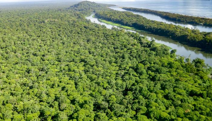 Fotografía aérea del Parque Nacional Tortuguero, en Costa Rica, en una fotografía de archivo.