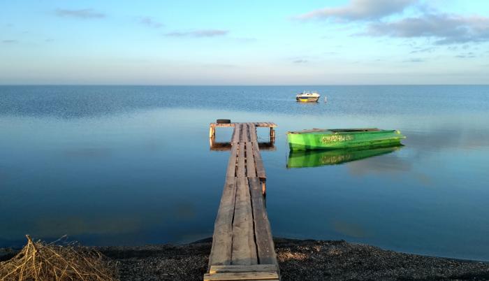 Vista de la costa del parque ucraniano de Tuzlivski lymany, una reserva natural cuya biodiversidad está siendo golpeada por la guerra en Ucrania y donde un equipo de biólogos ha detectado la muerte de miles de delfines.