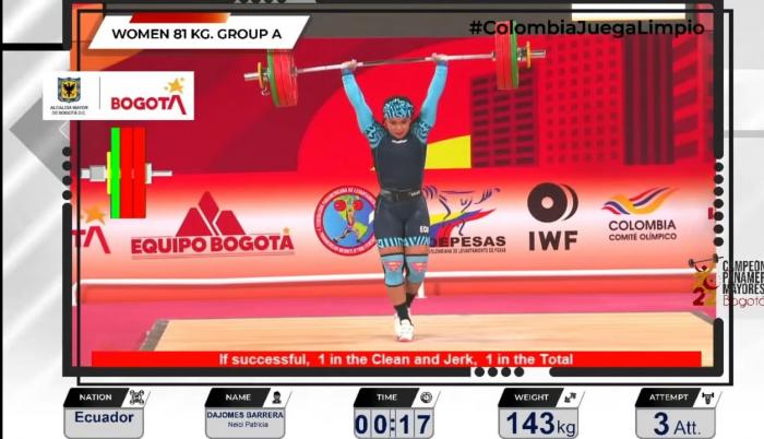Neisi Dajomes durante la competencia.